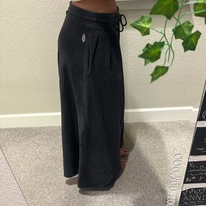 FREE PEOPLE MOVEMENT Faded Black BOHO wide leg sweatpants